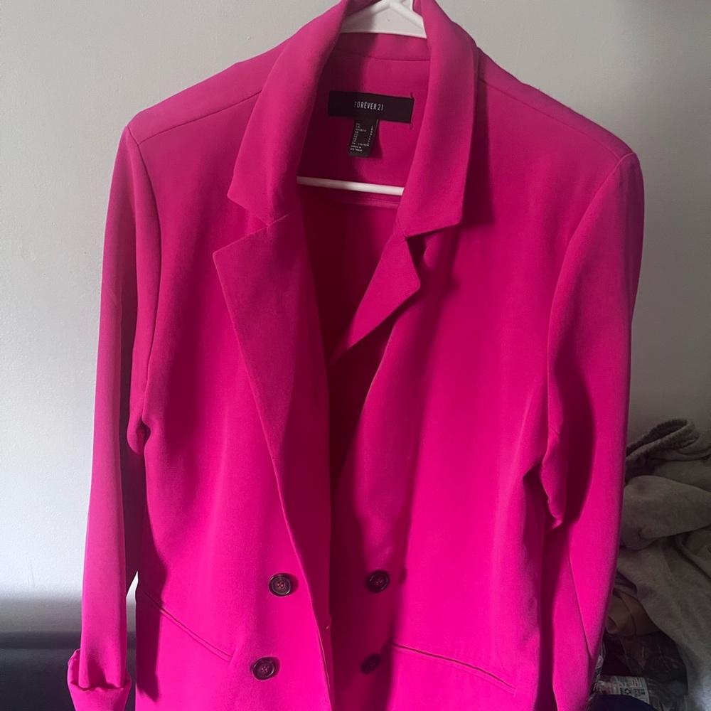 Forever 21 Fuchsia Double-Breasted Blazer